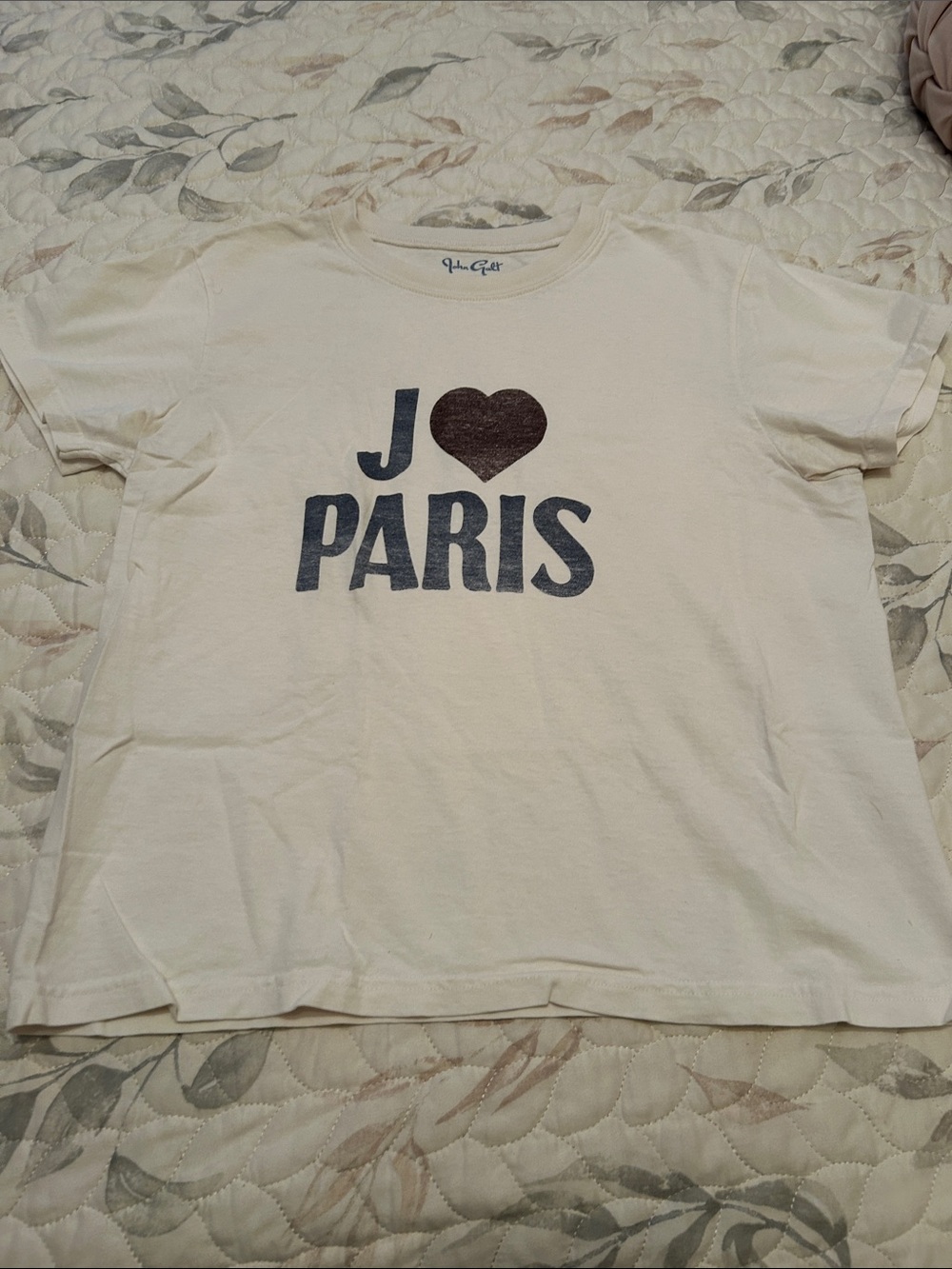 Brandy Melville Cream Tee with black 'J ♥ PARIS' Graphic